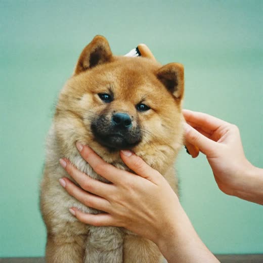 A small dog being brushed out