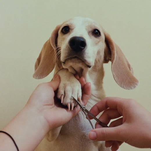 A dog's paw having its nails clipped