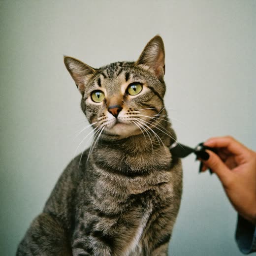 A cat being combed